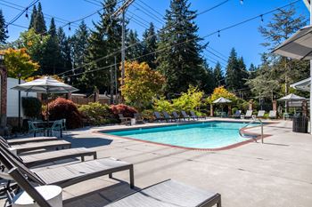 Outdoor pool at brackett apartments in edmonds, wa 98020